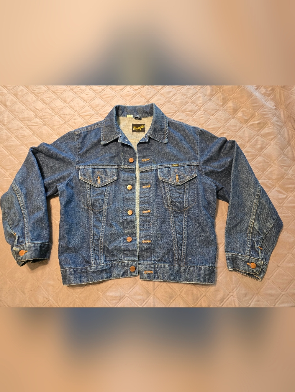 Vintage 1980s Wrangler Classic Denim Jacket Blue Wash Size 40